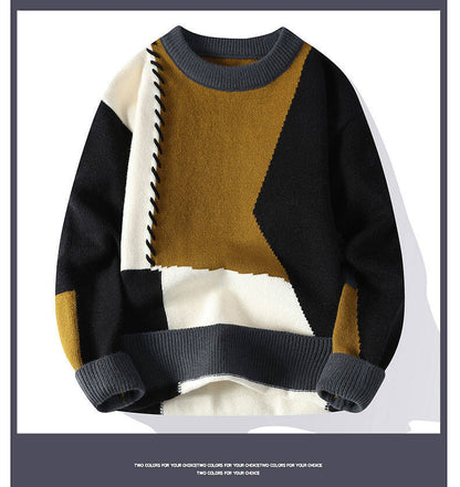 Stylish Patchwork Turtleneck Men's Sweater