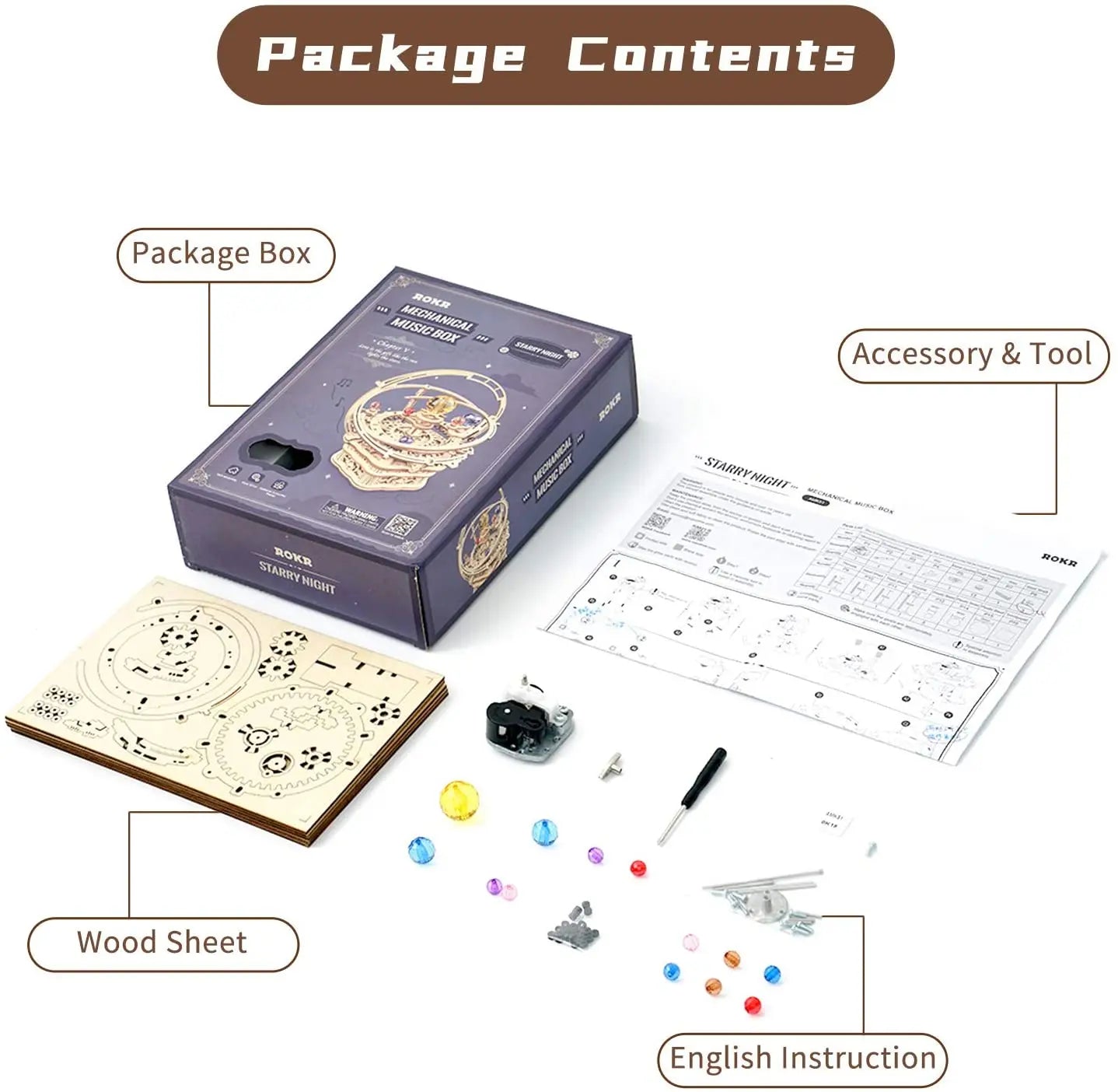 Robotime 3D Starry Night Music Box Kit