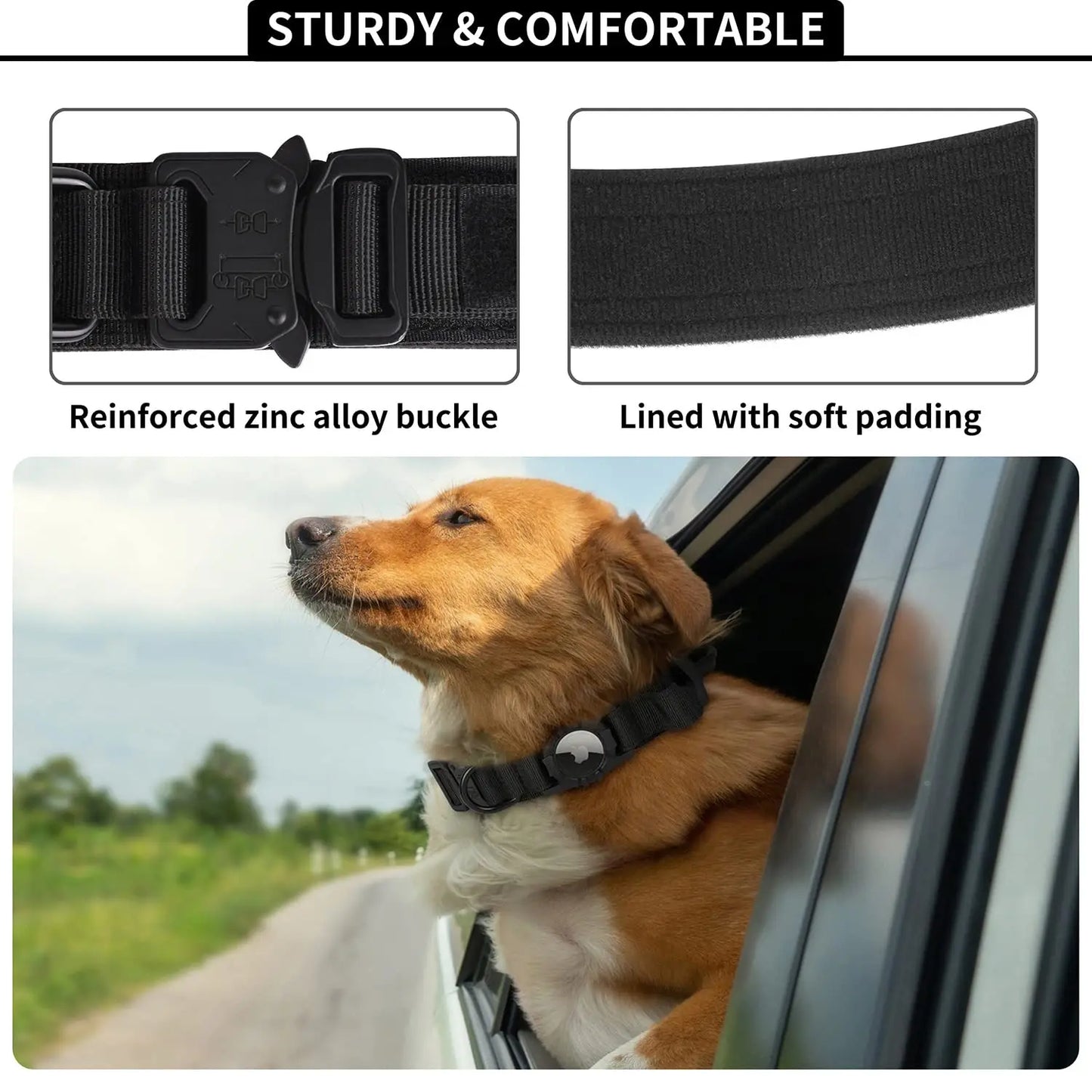 Tactical Dog Collar with AirTag Holder