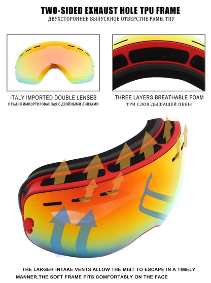 X-TIGER Ski Goggles with UV Protection