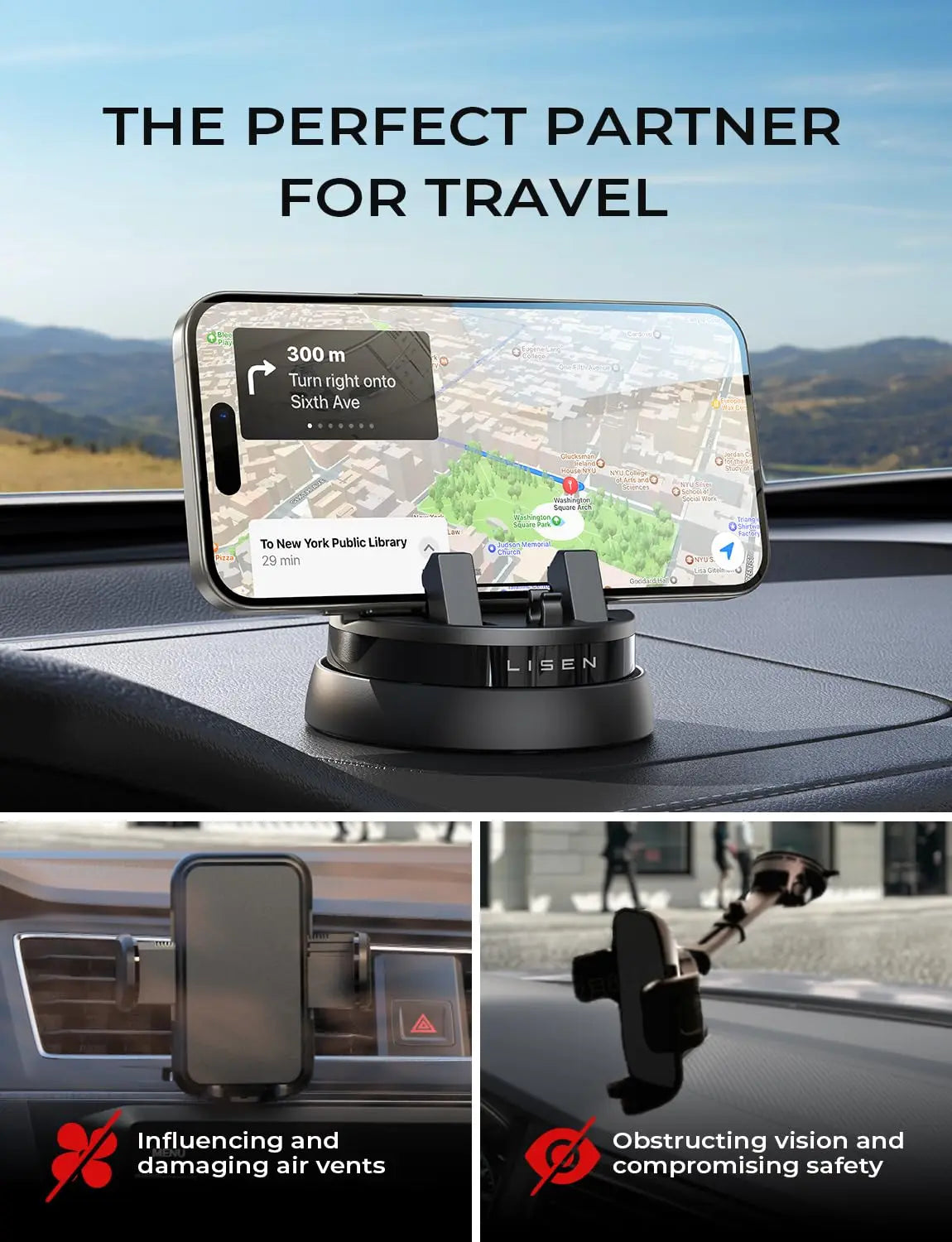 LISEN Magnetic 360° Car Phone Mount