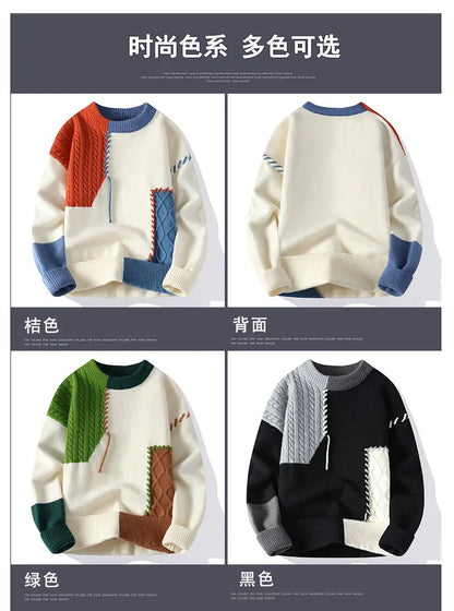 Stylish Patchwork Turtleneck Men's Sweater