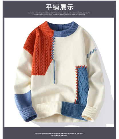 Stylish Patchwork Turtleneck Men's Sweater