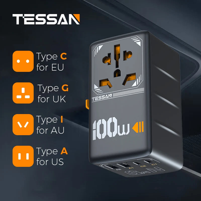 Cargador adaptador de viaje universal TESSAN 