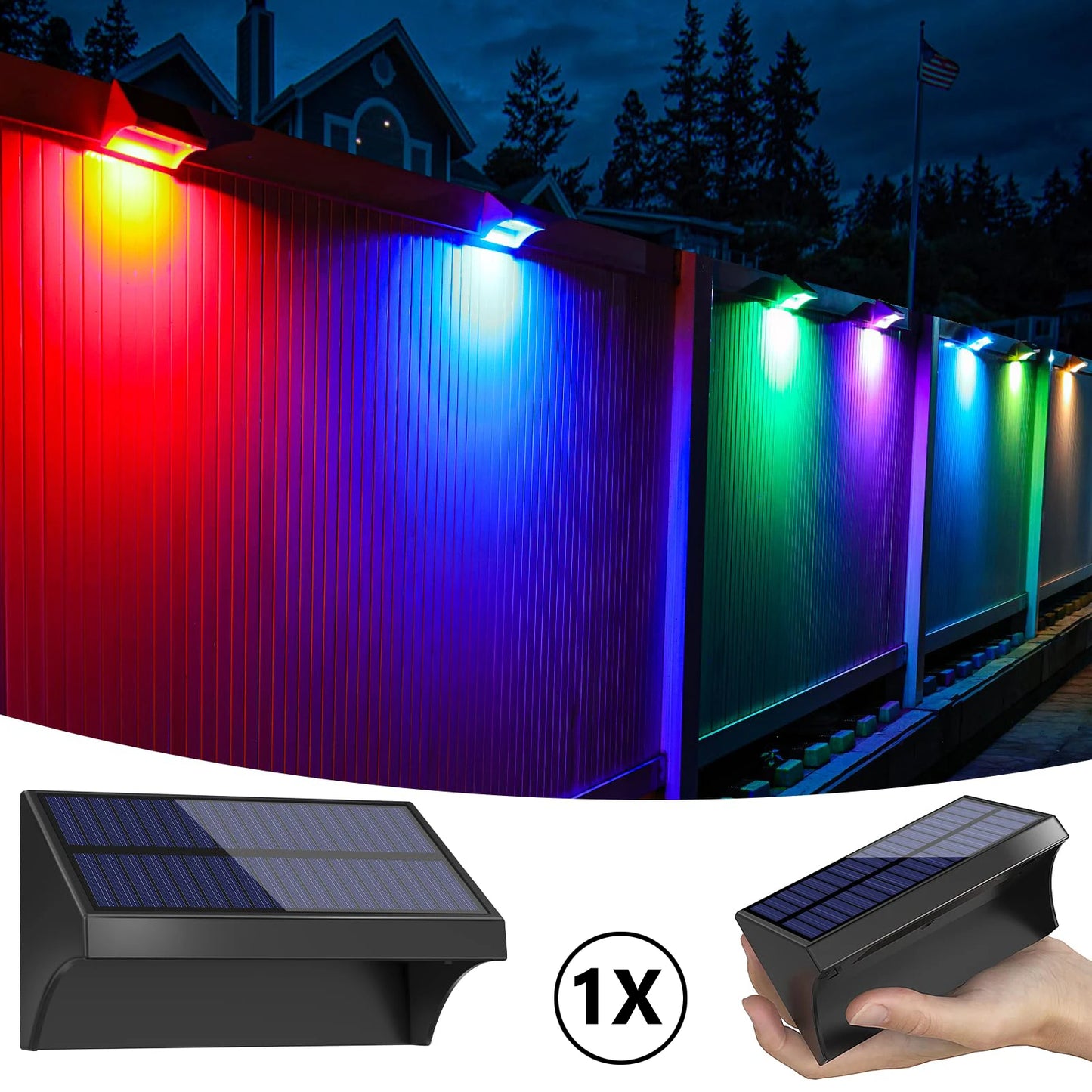 Solar LED RGBW Garden Wall Light