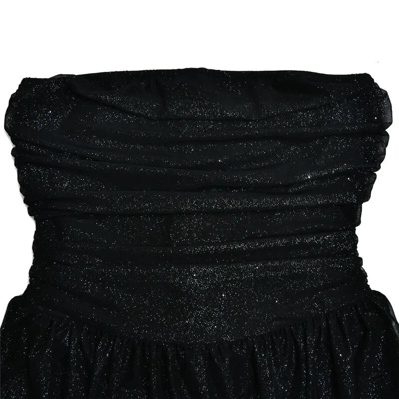 Mozision Black Strapless Sequin Mini Dress