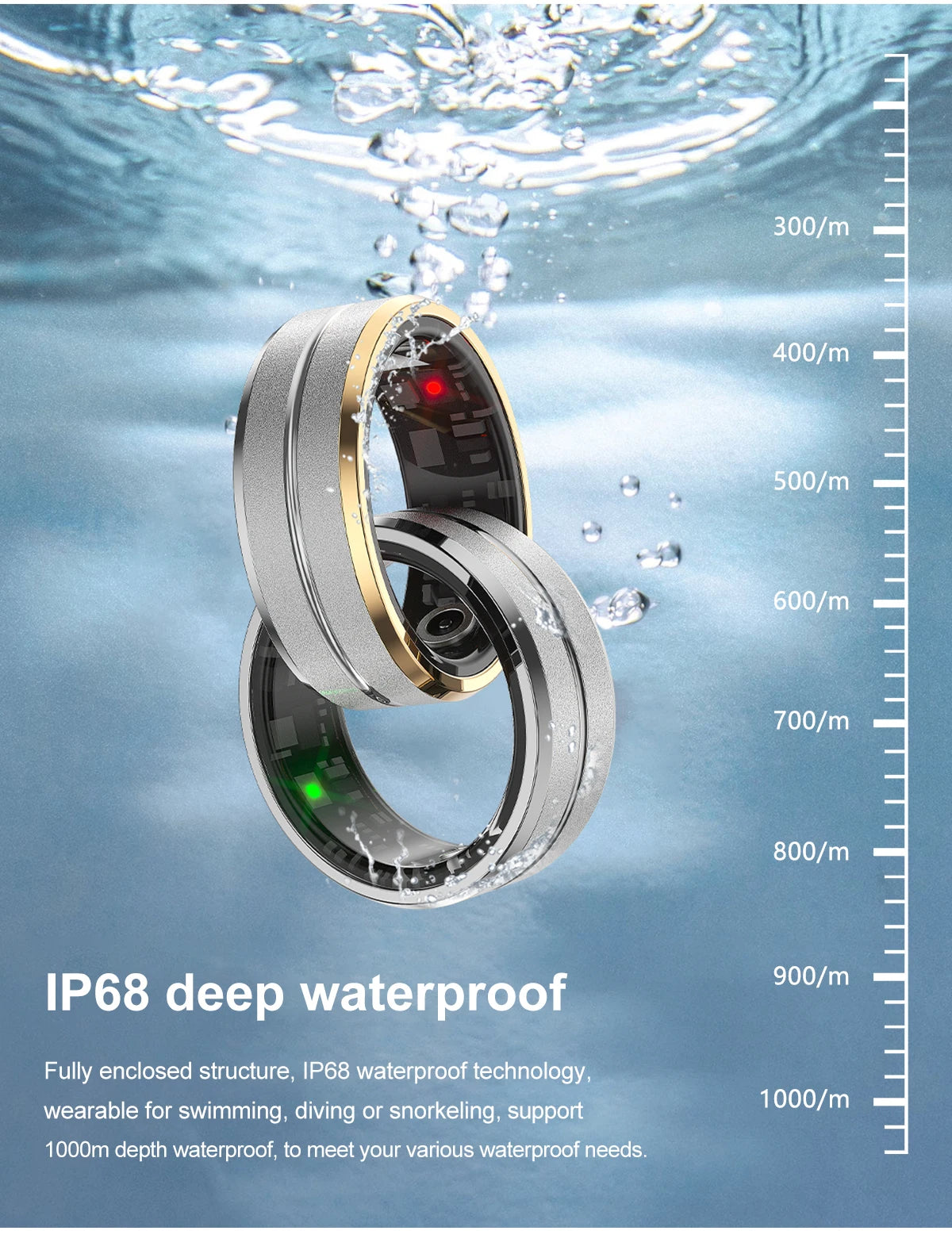 Smart Health Monitoring Waterproof Fitness Ring