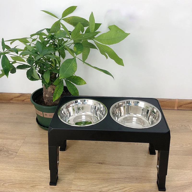 Adjustable Raised Feeder with Double Bowls