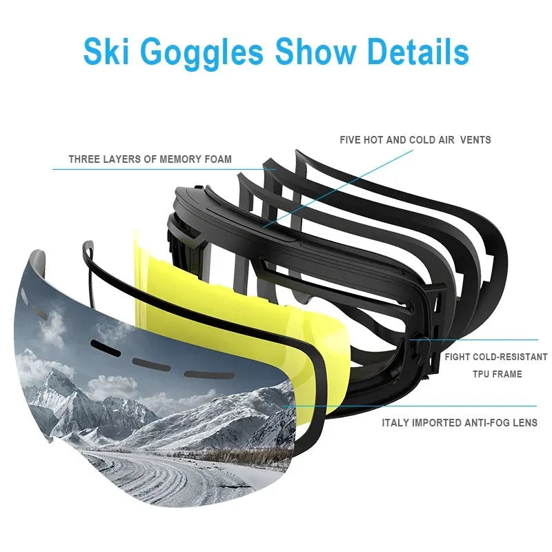 X-TIGER Ski Goggles with UV Protection