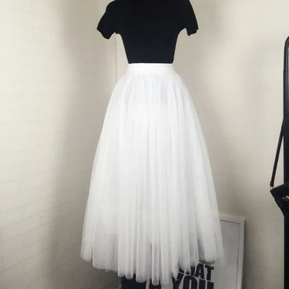 Elegant 3-Layer Midi Tulle Skirt for Women