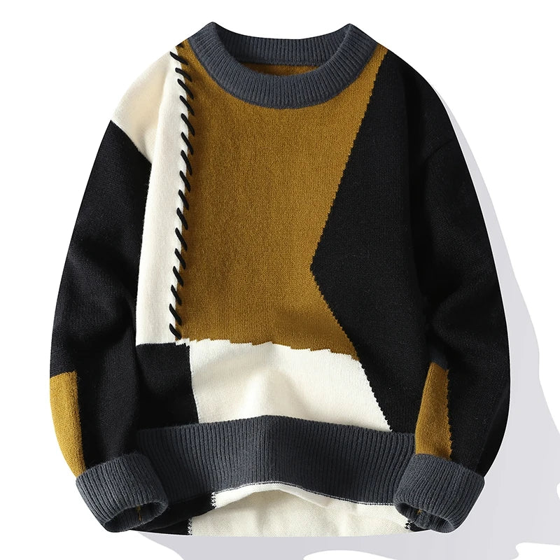 Stylish Patchwork Turtleneck Men's Sweater