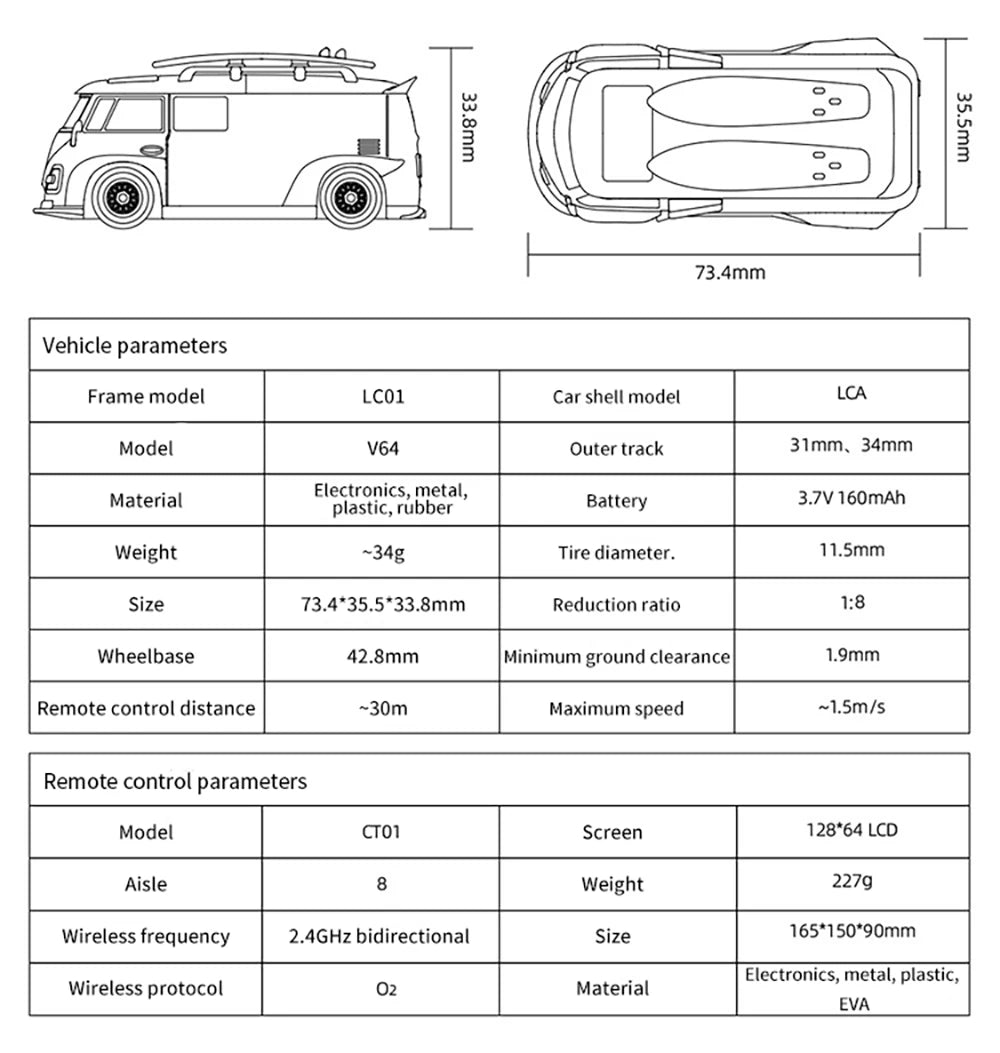 LDARC V64 1/64 Mini RC Car