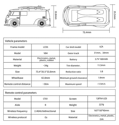 LDARC V64 1/64 Mini RC Car