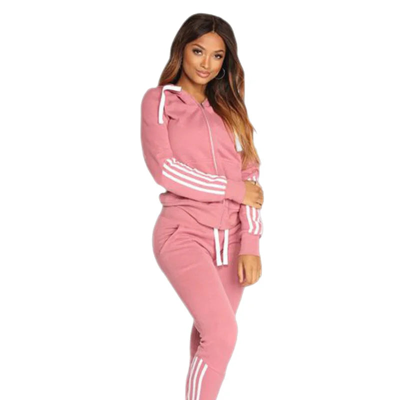 Casual Women's Hooded Zipper Tracksuit