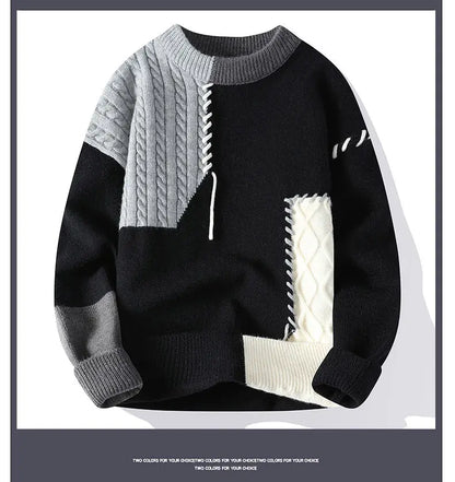 Stylish Patchwork Turtleneck Men's Sweater