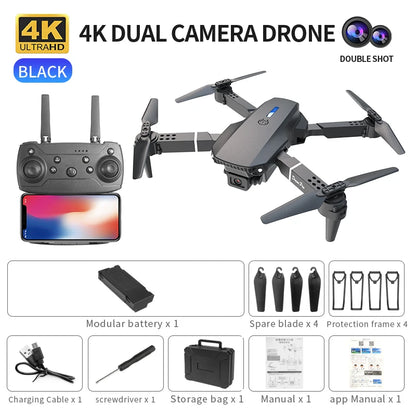 E88 Foldable 4K Drone with Dual Camera