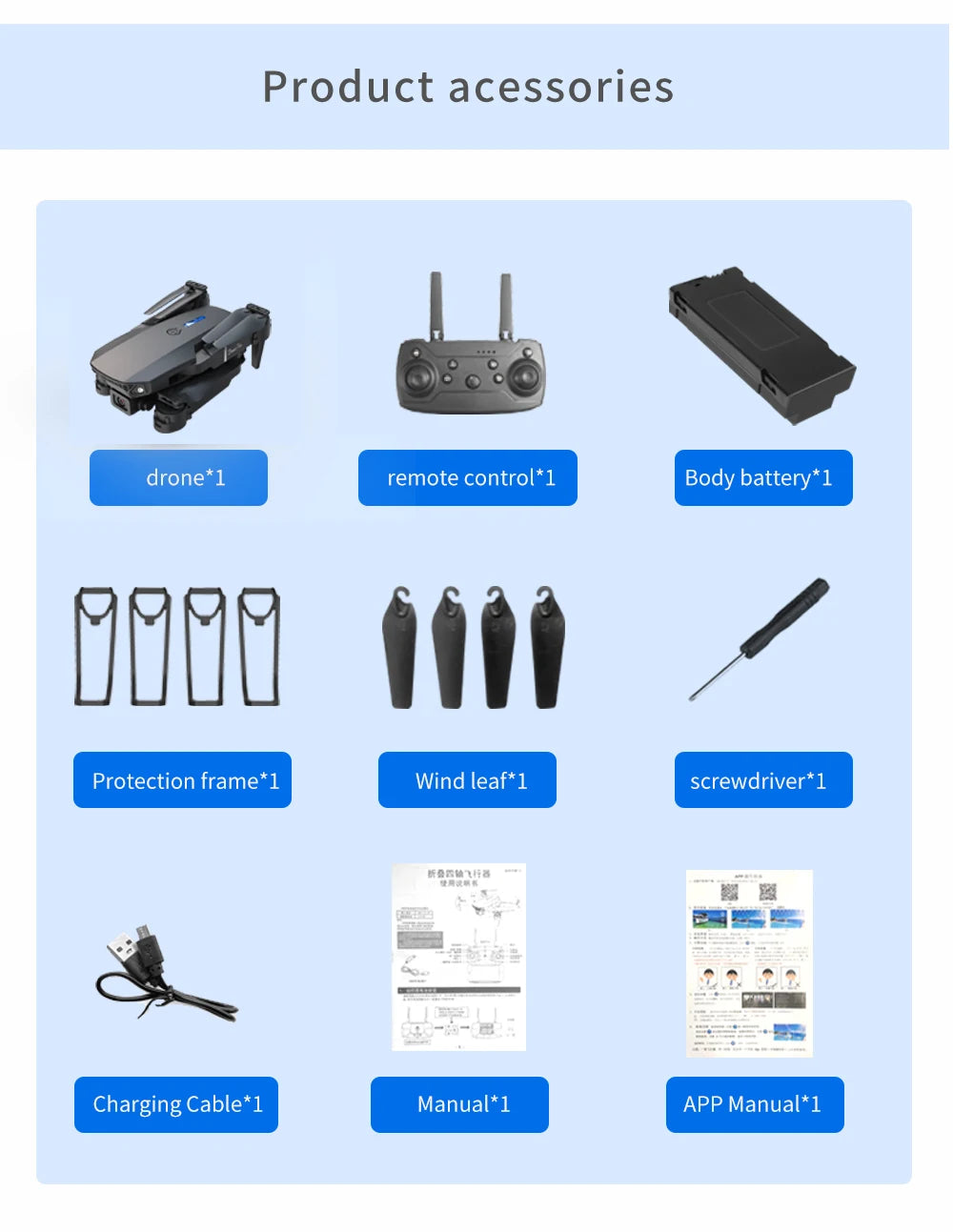 E88 Foldable 4K Drone with Dual Camera