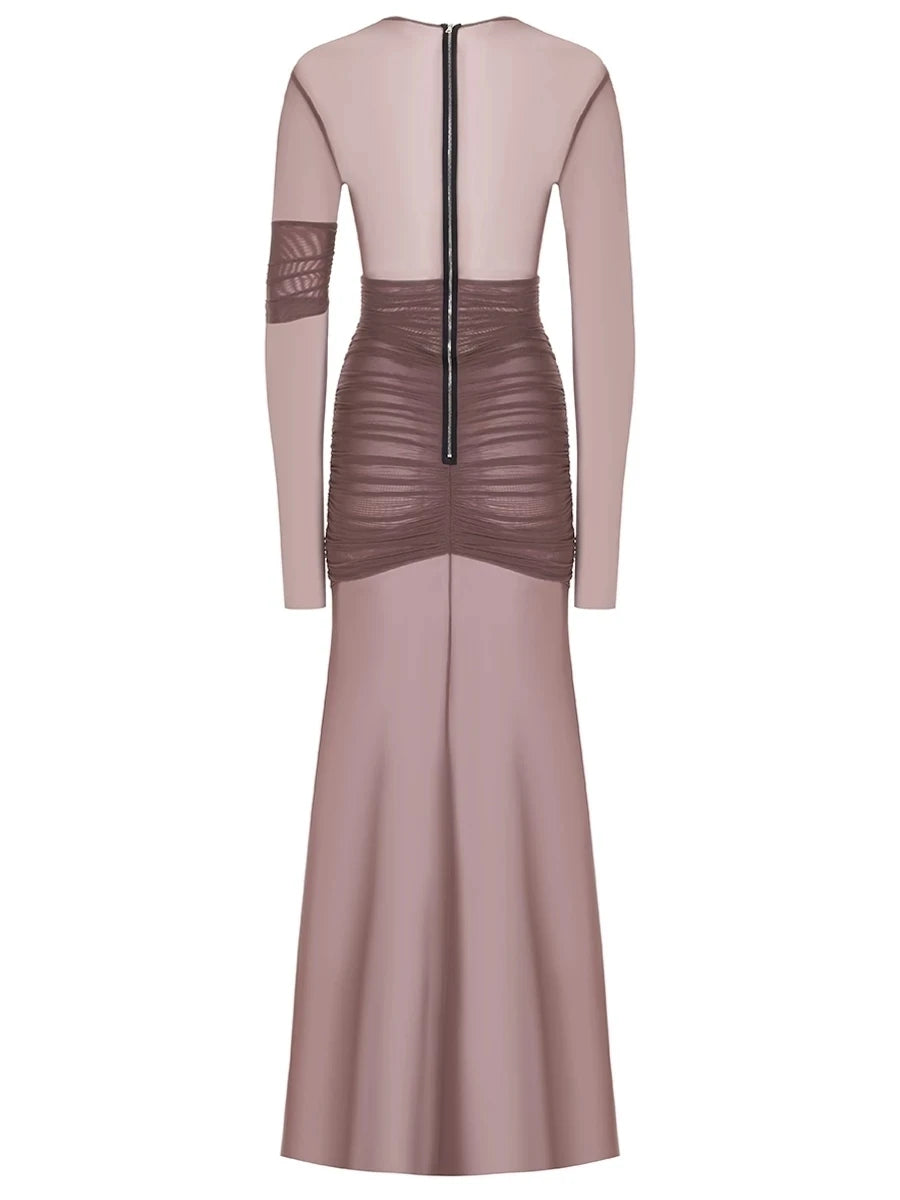 Elegant Mesh Patchwork Bodycon Evening Dress