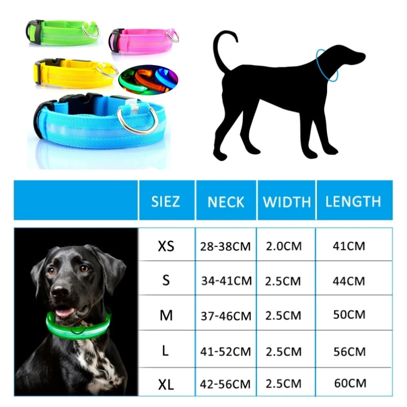 LED Dog Collar Light for Pets - USB Rechargeable