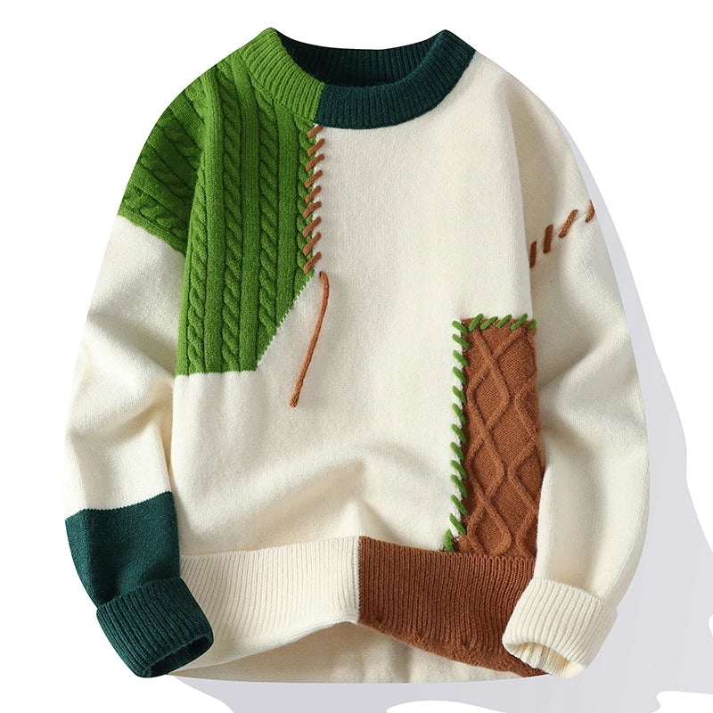 Stylish Patchwork Turtleneck Men's Sweater