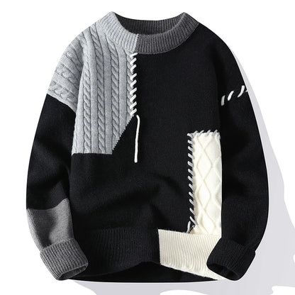 Stylish Patchwork Turtleneck Men's Sweater