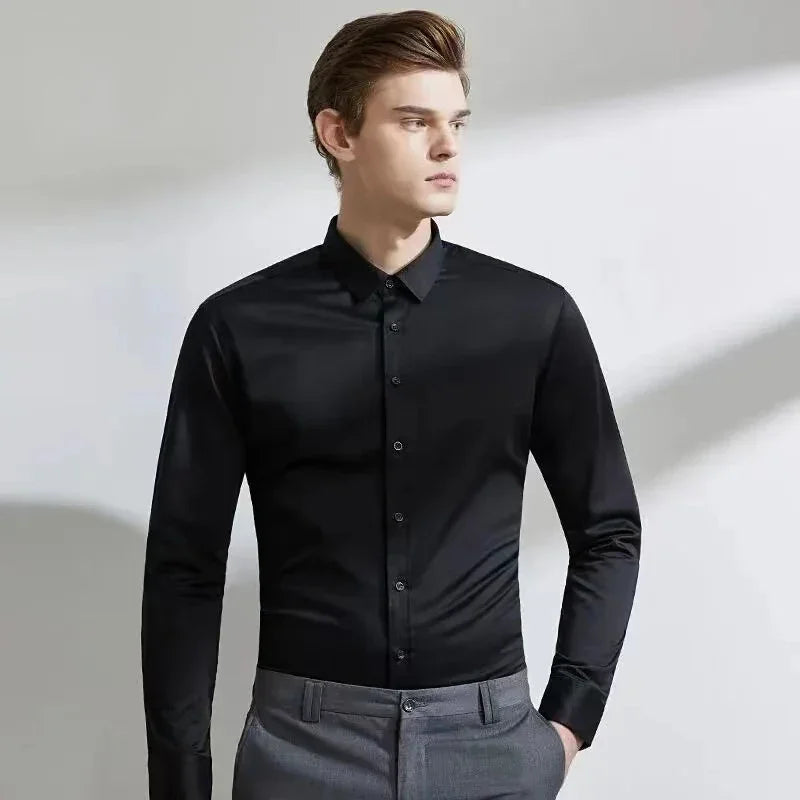 Men's Non-Iron Elastic Long-Sleeved Shirt