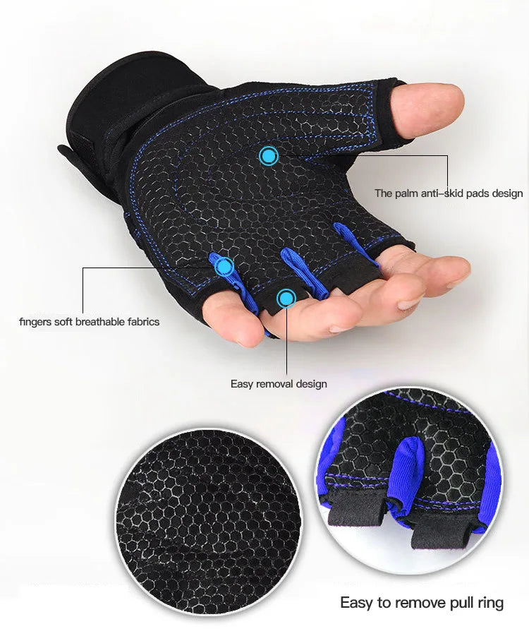 Breathable Shockproof Gym Gloves with Wrist Support