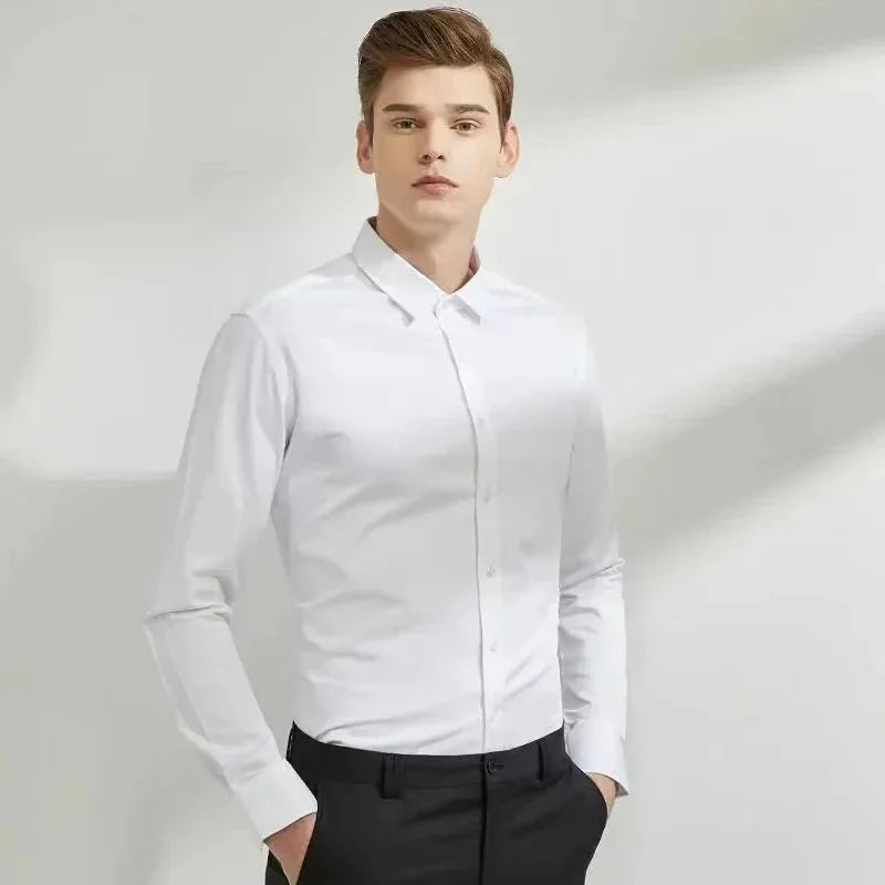 Men's Non-Iron Elastic Long-Sleeved Shirt