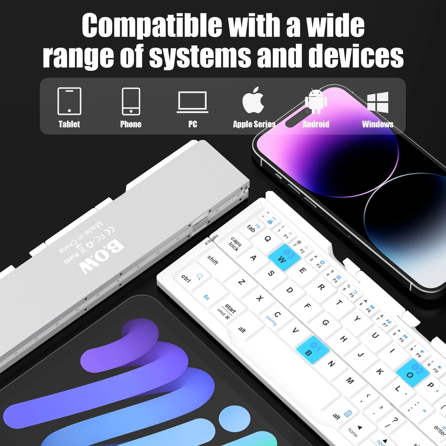 Compact Folding Bluetooth Keyboard