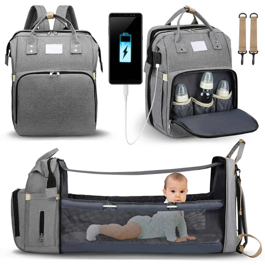 Convertible Baby Bag with Bed & USB