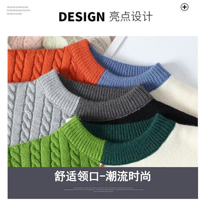 Stylish Patchwork Turtleneck Men's Sweater