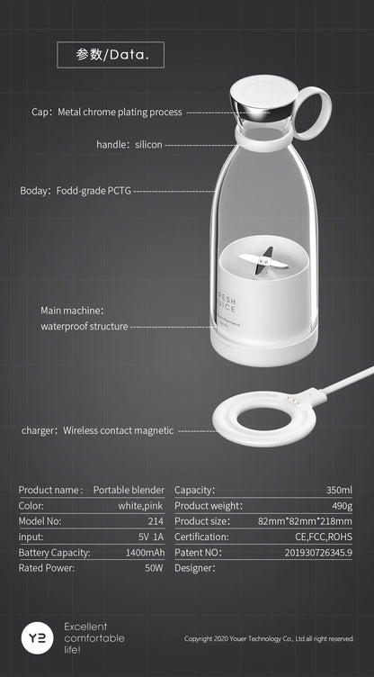 Portable Rechargeable Juicer Blender 350ml