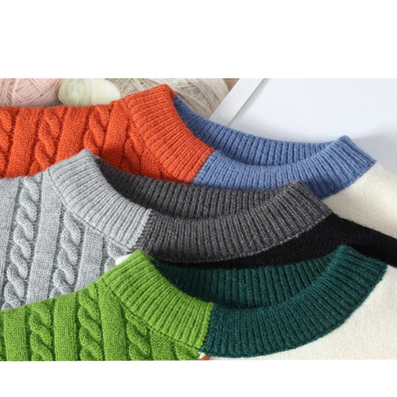 Stylish Patchwork Turtleneck Men's Sweater