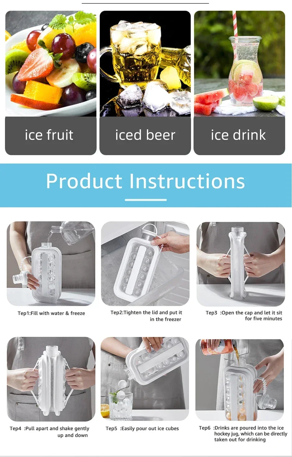 Portable Ice Maker Bottle and Tray