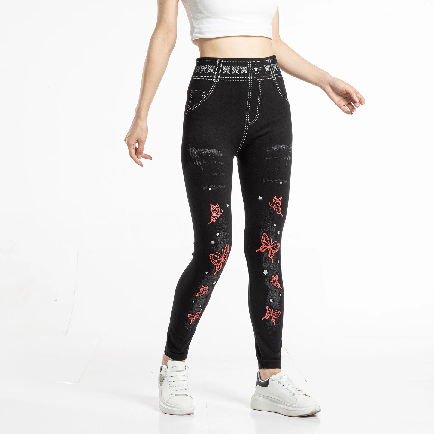 Seamless Floral Print Cotton Jeggings