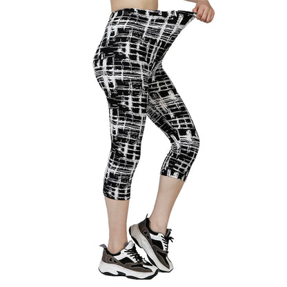 Summer Capris Printed Leggings with Elastic Waist