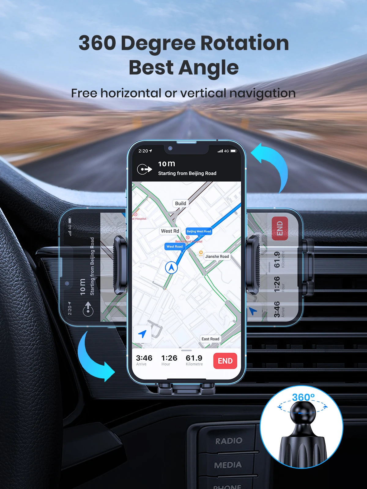 Universal 360° Car Phone Mount