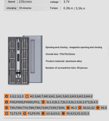 50-in-1 Precision Electric Screwdriver Set