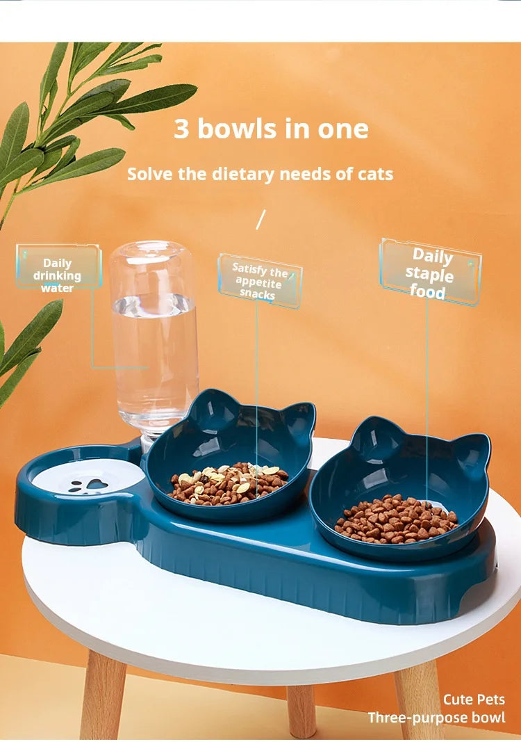 3-in-1 Cat Bowl & Water Feeder