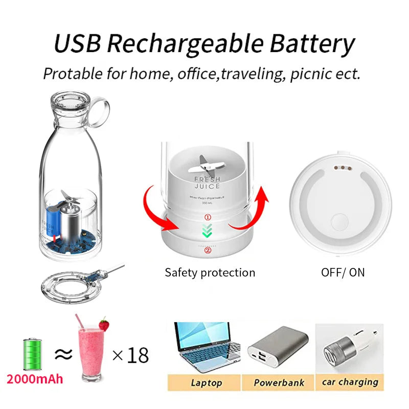 Portable Rechargeable Juicer Blender 350ml