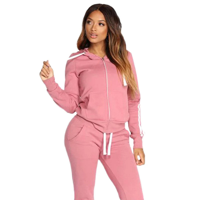 Casual Women's Hooded Zipper Tracksuit