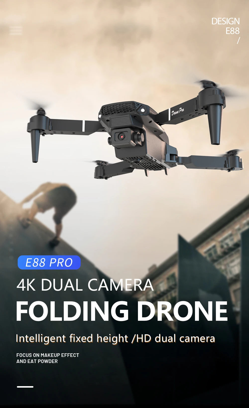 E88 Foldable 4K Drone with Dual Camera