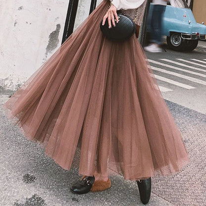 Elegant 3-Layer Midi Tulle Skirt for Women