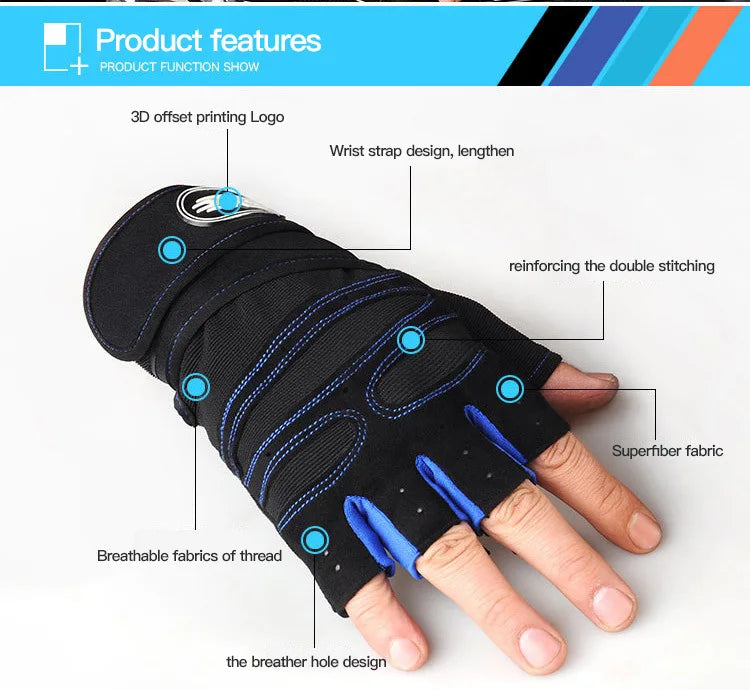 Breathable Shockproof Gym Gloves with Wrist Support