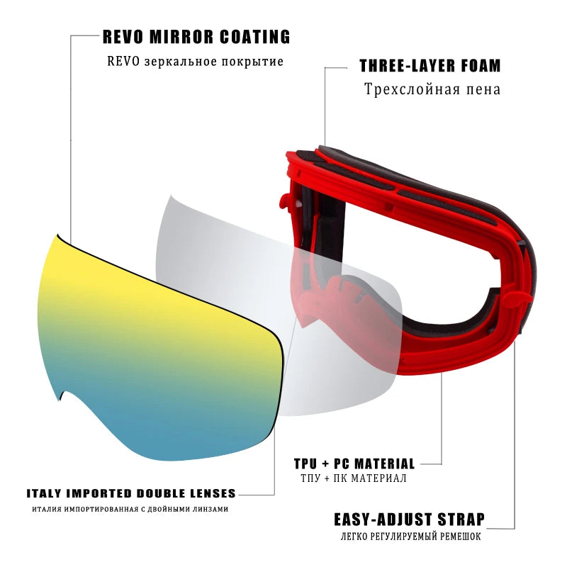 X-TIGER Ski Goggles with UV Protection