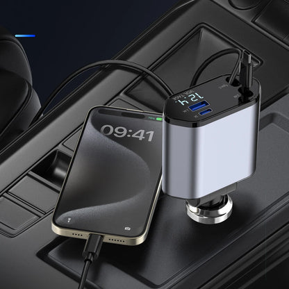 Chargeur de voiture intelligent rétractable à quatre ports