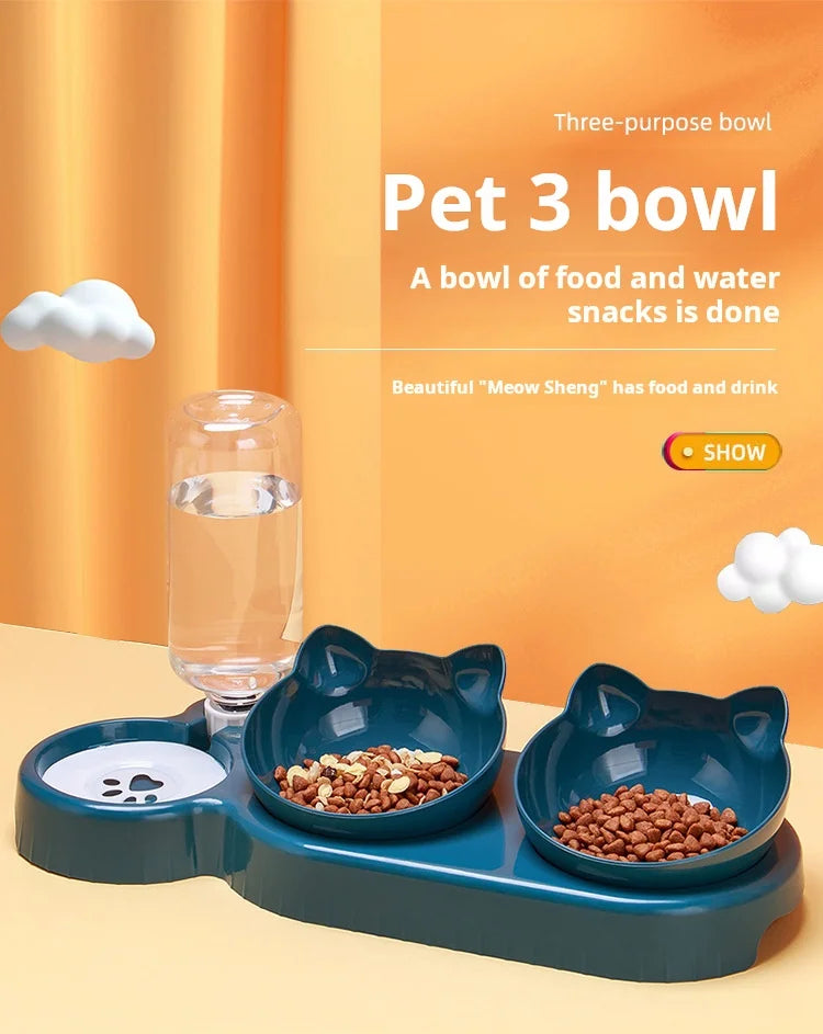 3-in-1 Cat Bowl & Water Feeder