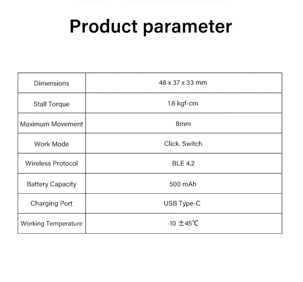 Smart Bluetooth Switch Button Pusher Robot