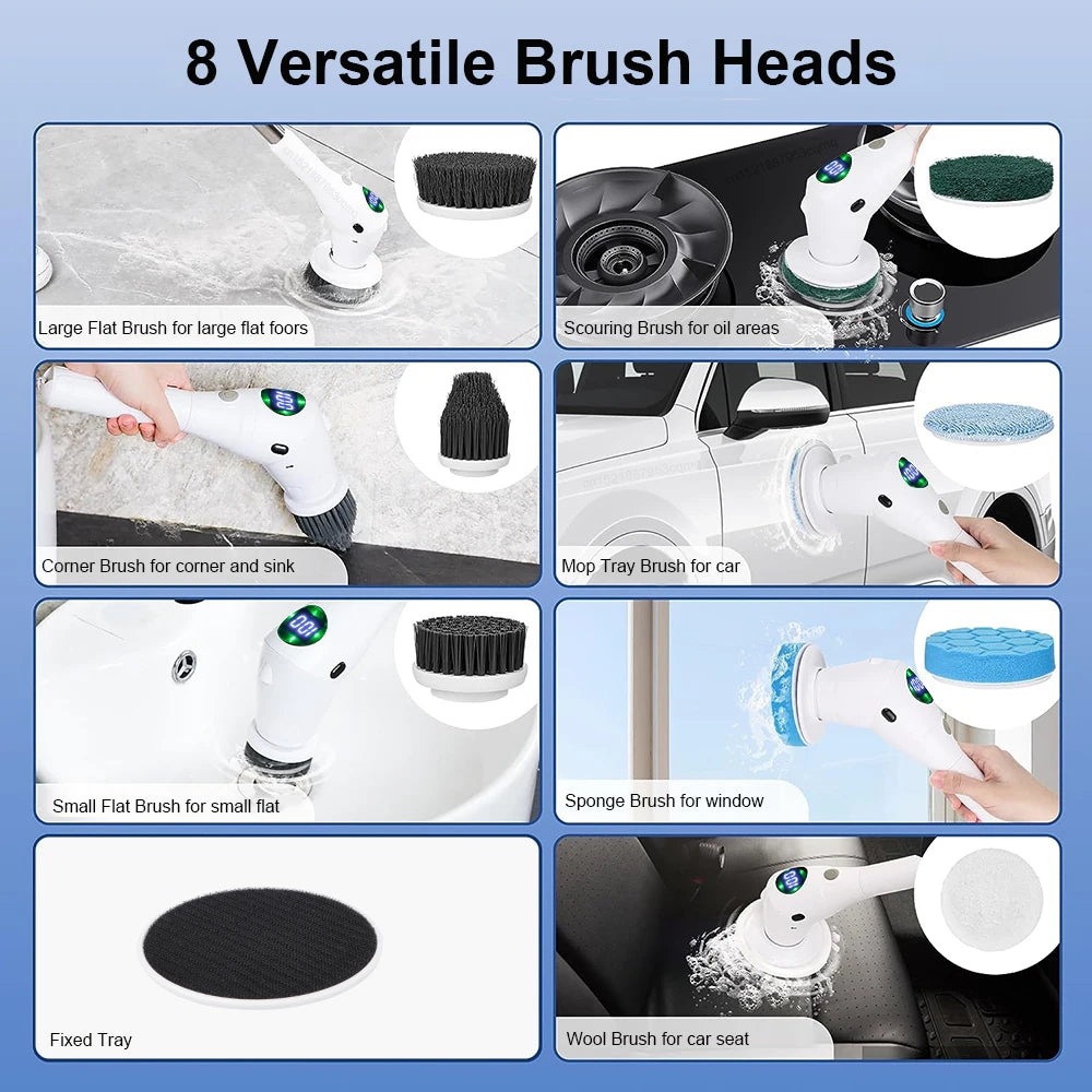 8-in-1 Cordless Electric Cleaning Brush