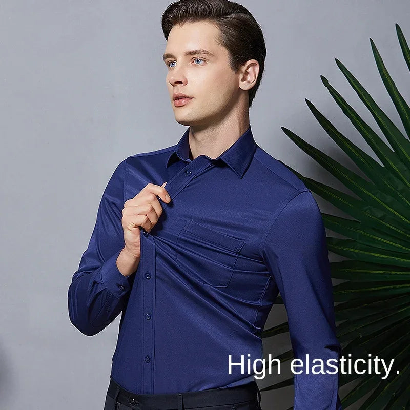 Men's Non-Iron Elastic Long-Sleeved Shirt